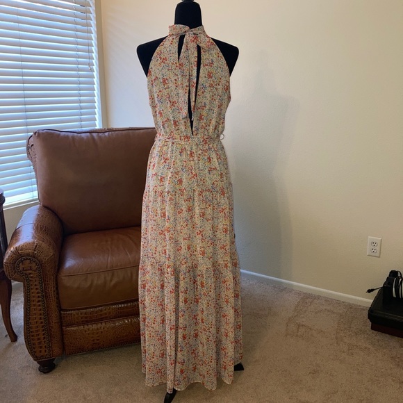 Vici Floral High Neck Long Dress Small - Picture 4 of 5